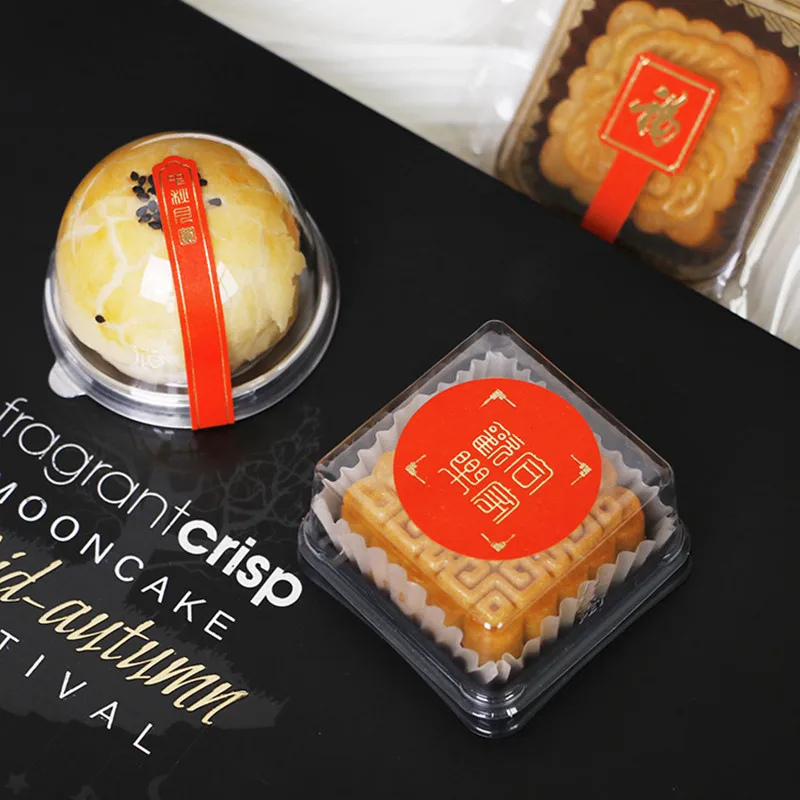 

50pcs Plastic transparent sugar box Egg yolk crisp moon cake blister box Party Pack sugar box
