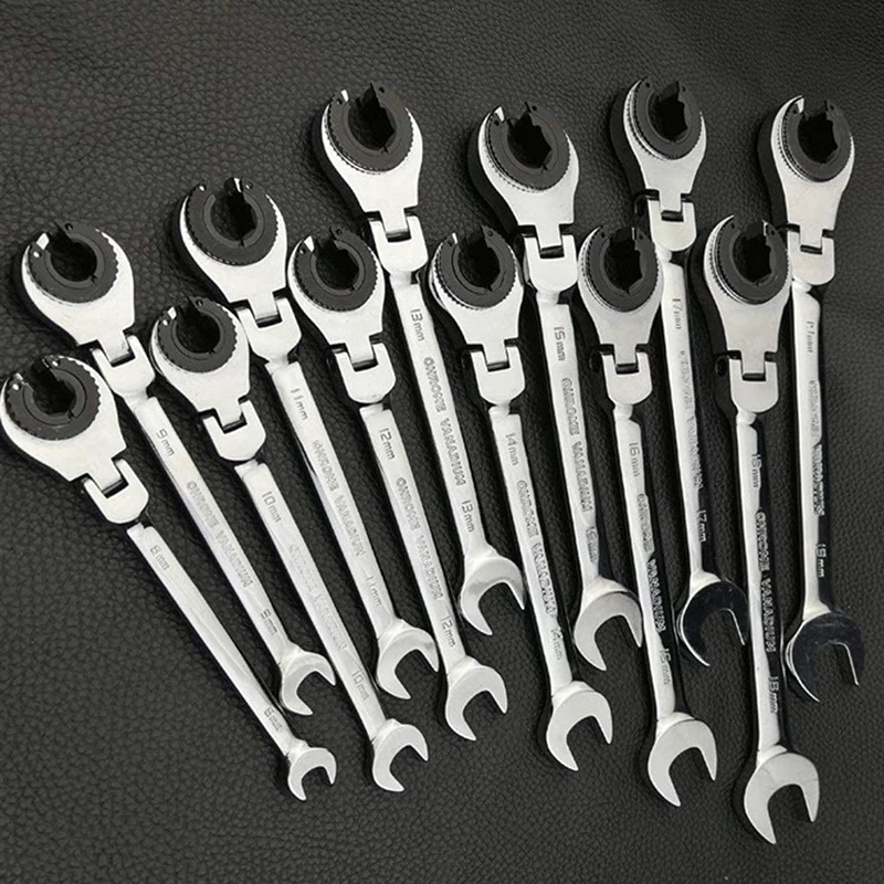 【ヒロ】 チューブ 73cm 8本セット Ratcheting Wrench Set with Open Flex-head Metric Tubing