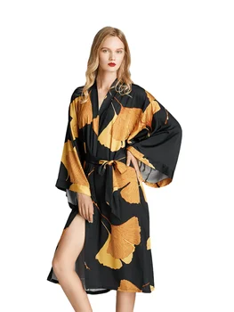 

New Satin Robes,Women Summer Pajama White Faux Silk Wedding Bridal Sisters Dressing Gown/ Kimono Bathrobes Homewear