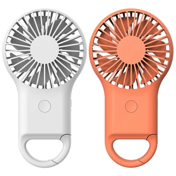 

2 Set Carabiner Fans USB Charge Handheld Fans with 7 Colors Lights Portable Small Fan C Air Cooler, White & Orange