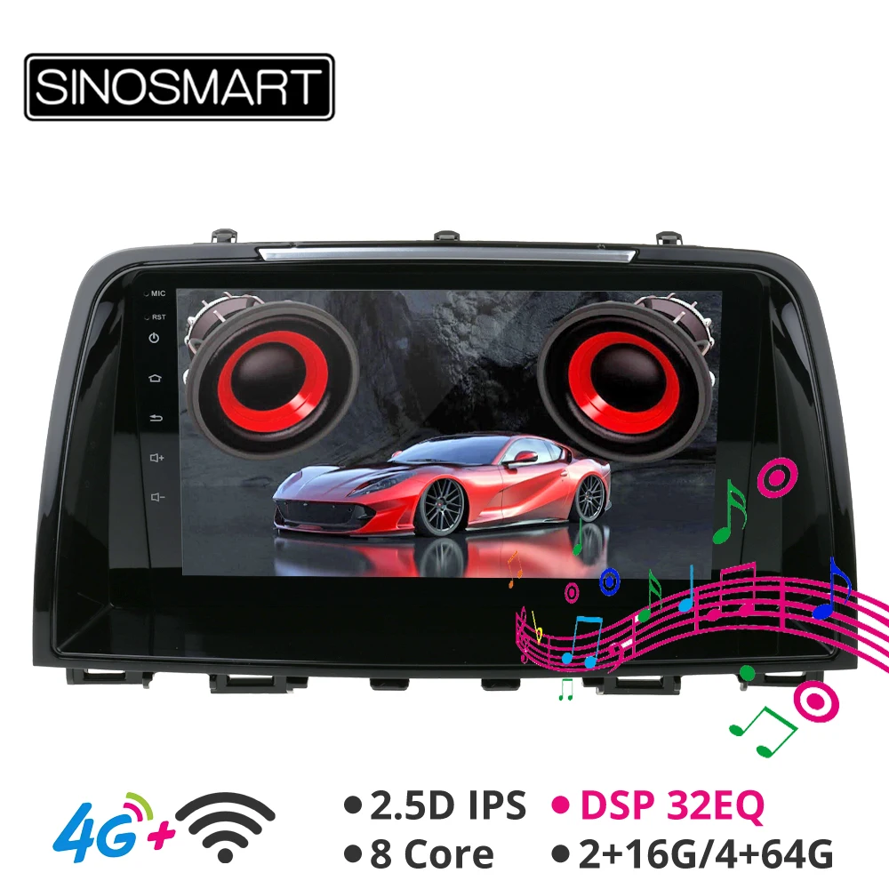  SINOSMART Android 8.1Support Bose Audio Native Camera DSP Car Navigation GPS Player for Mazda 6 Ate