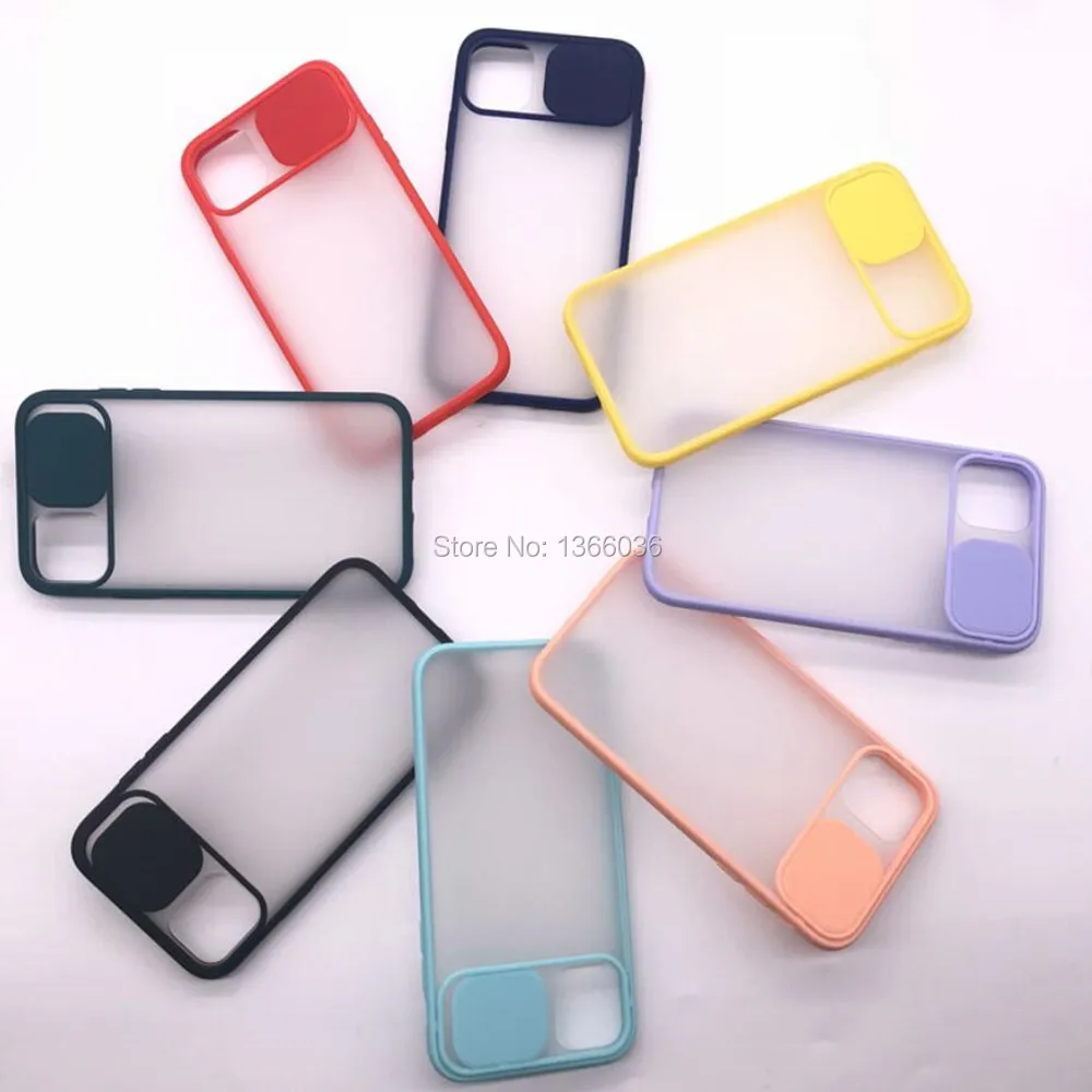 

50pcs For iPhone 11 ProMax Slide Camera Lens Protection Phone Case For iPhone XR XS Max X SE2 8 7 6S Plus Matte Hard Cover