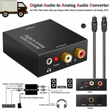 Protable 3.5mm jack coaxial fibra óptica digital para áudio analógico aux rca l/r conversor spdif áudio digital decodificador amplificador