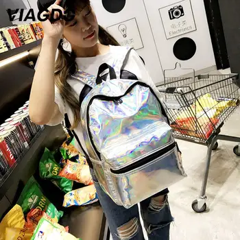 

WOMEN HOLOGRAPHIC CELEBRITY BACKPACK COLLEGE GIRLS SCHOOL SHOULDER RUCKSACK BAG