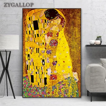 

Gustav Klimt kiss Abstract Oil Painting Canvas Posters and Prints Wall Pictures For Living Room Quadro Boho Decor Poster Mural