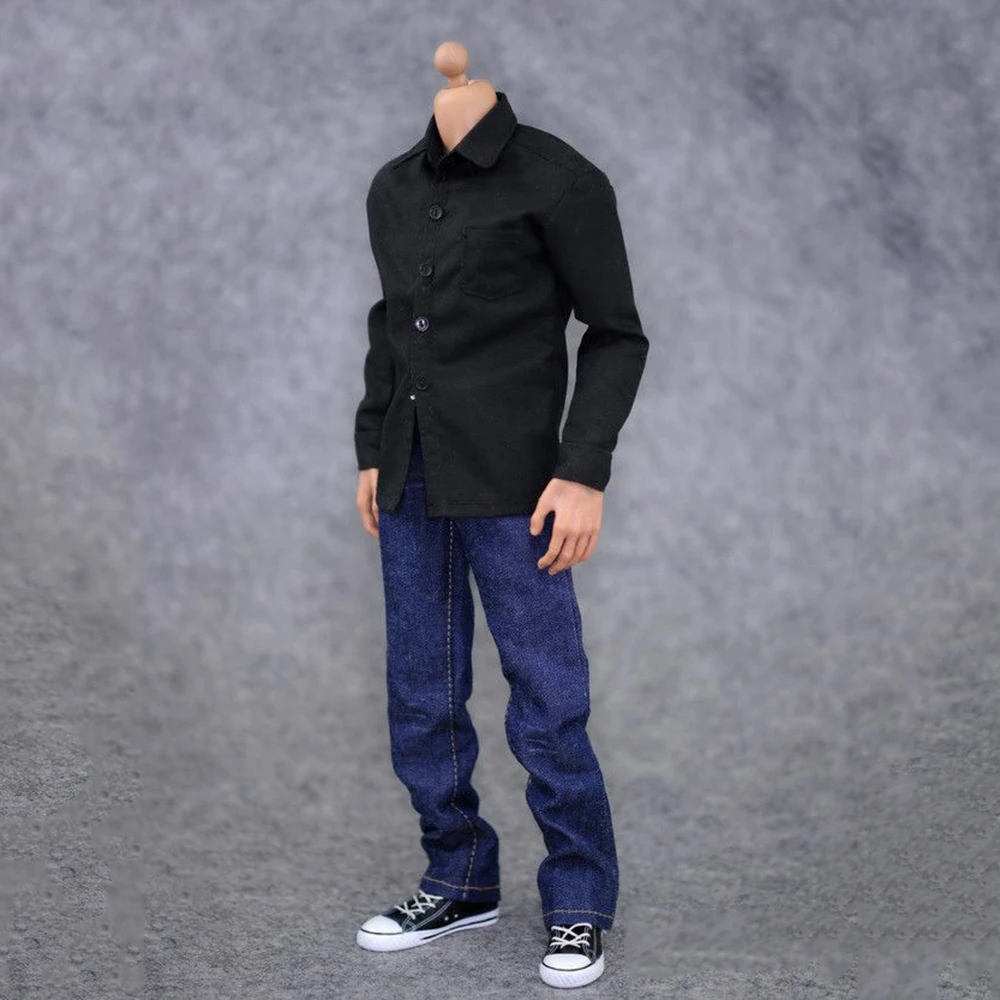 1/6 Male Clothes Shirt T-shirt Outfit for 12'' Action Figure Doll Black 