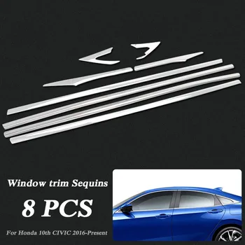 

Car-styling Full Window Trim For Honda 10th Civic 2016-Present Car Window Center Pillar Sequin Sticker External Accessories