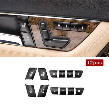 

100% Brand New 12pcs Black Door Lock Switch Button Sticker Covers Set For Mercedes Benz W204 W212