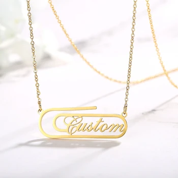 

Vnox Elegant Pin Shape with Name Custom Necklace Women Stainless Steel Chokers Lady Candid Jewelry Birthday Graduate Gift