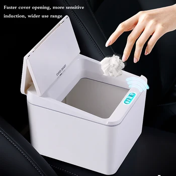 

4L Intelligent Rectangular Plastic Trash Can Car Garbage Box Desktop Trash Bin With Lid Car Garbage Box For Bathroom/Kitchen