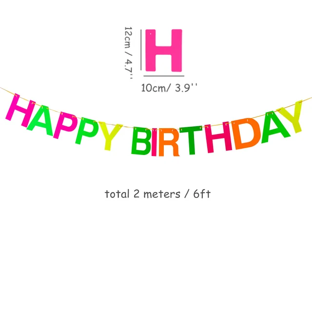 Get Your Glow On Birthday Party Supplies Neon Banner Fluorescent Balloon Garland For Glow In the Dark Bachelor Party Wedding HAPPY BIRTHDAY