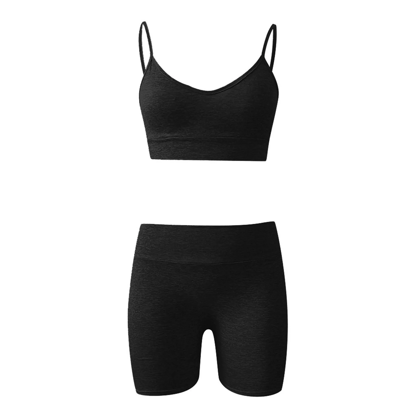 Women Sexy Yoga Sportwear Set Tracksuit Fitness Beach Suit Crop Top Leggings Running Sports Set Vest Short Summer Cropped Outfit 2