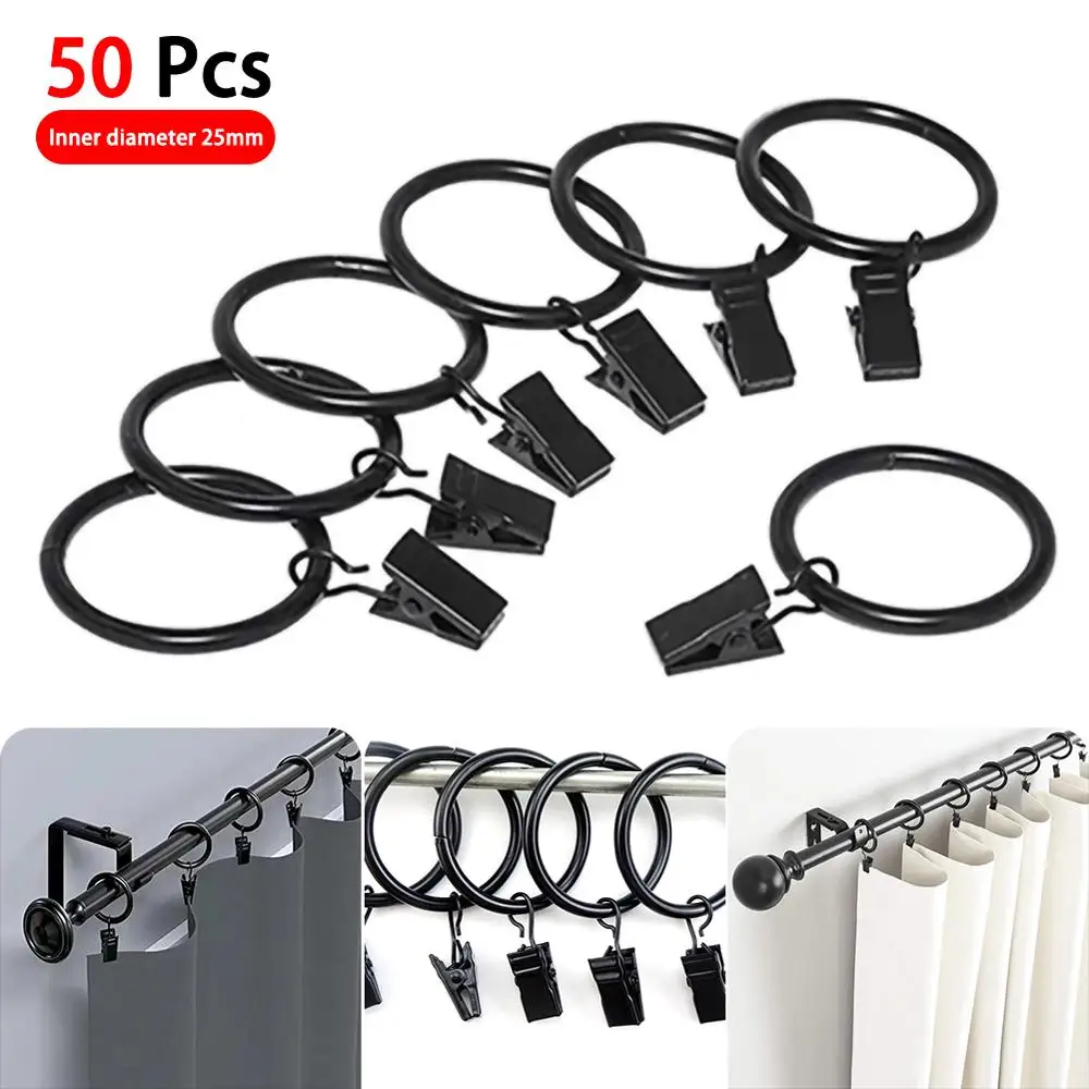 Curtain Rings with Clips Hanging Ringsfor Curtains and Rods Rustproof 