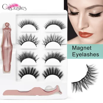 

Crislashes 3D Natural Long Magnet Eyelash With 4 Magnets Eyeliner Set Reusable Magnetic Waterproof False Eyelashes Extension