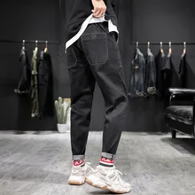 Мужские джинсы, корейский стиль, тренд, свободный крой, луч ноги,, весна и осень, стиль, Молодежные повседневные шаровары