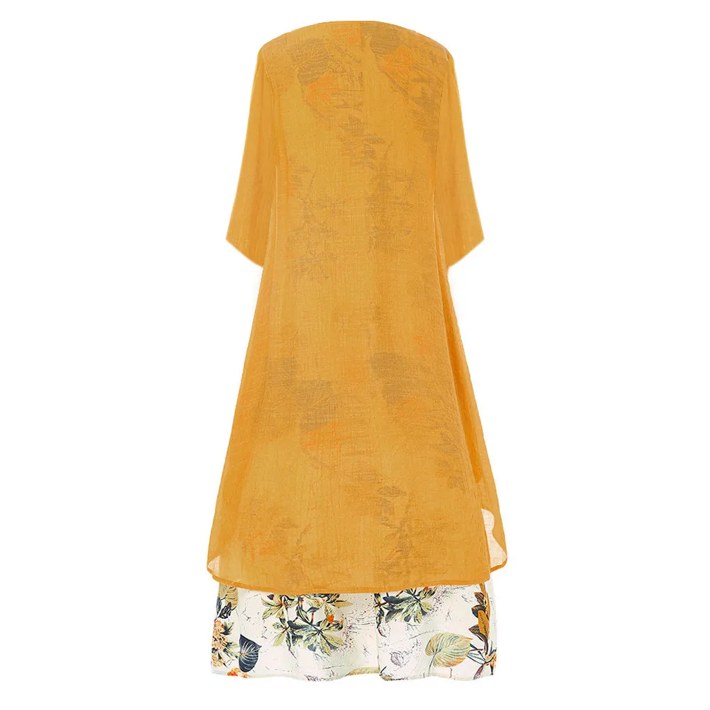 MISSOMO Длинные Maxi dress vestidos Для женщин платье Винтаж, с рисунком, из кусков, с О-образным вырезом с рукавом три четверти плюс Размеры Для женщин vestidos ropa mujer 9