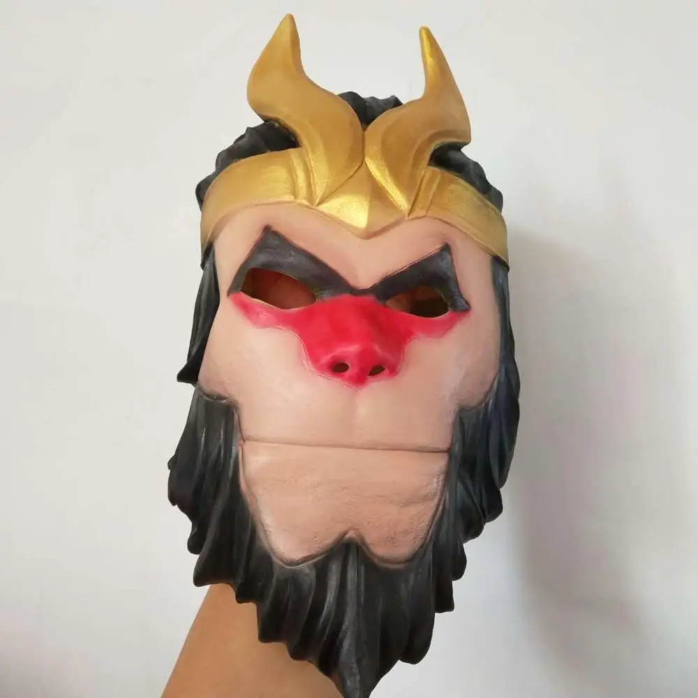 Игра битва Ройал Обезьяна Король Маска Косплей Wukong маска на Хэллоуин вечеринку высокого качества латексная маска для взрослых мальчиков костюм реквизит - Цвет: Золотой
