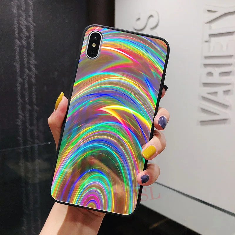 Модный чехол с лазерным радужным Зеркалом Для huawei mate 30 20 P30 Pro P20 Lite Y6 Y7 Y9 P Smart Honor 8X 10i 20i 20 Lite