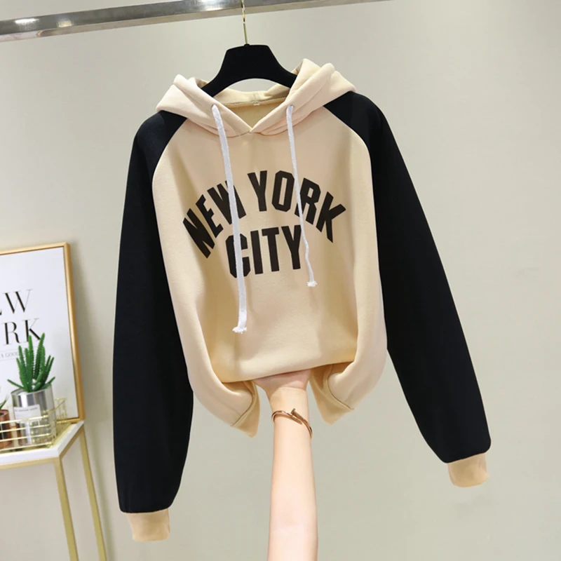 

Women Loose Casual Large Oversize Sleeve Woman Hoodies NEW YORK CITY Letter Printing Pullovers Female Sweatshirts Tracksuits