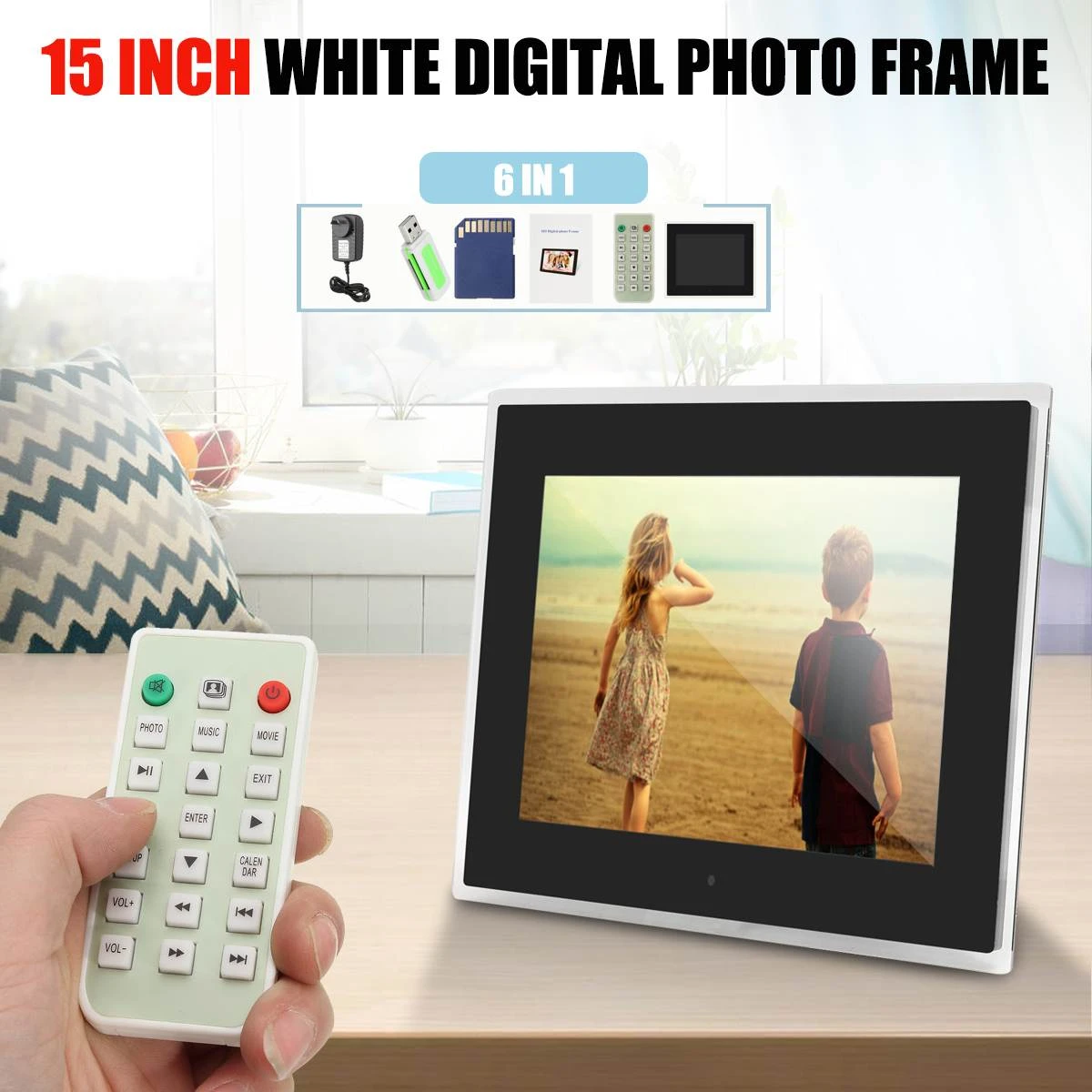US $79.46 15 Black HD Digital Photo Frame 1024x768 LED Display Playback Electronic Album Picture Movie Player Timing Alarm Clock 2GB SD