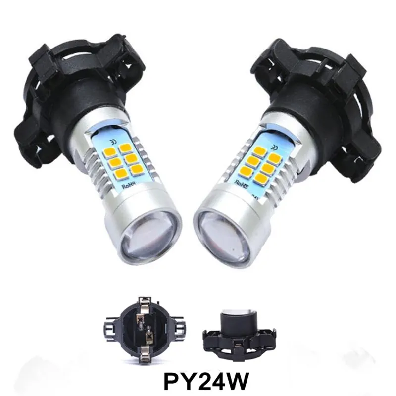 Lampadine LED Auto Ambra Ruiandsion PH24WY: Super Luminose 600LM, 10-30V, COB 5SMD, HPC24WY 12272, Per Frecce Anteriori E Luci DRL