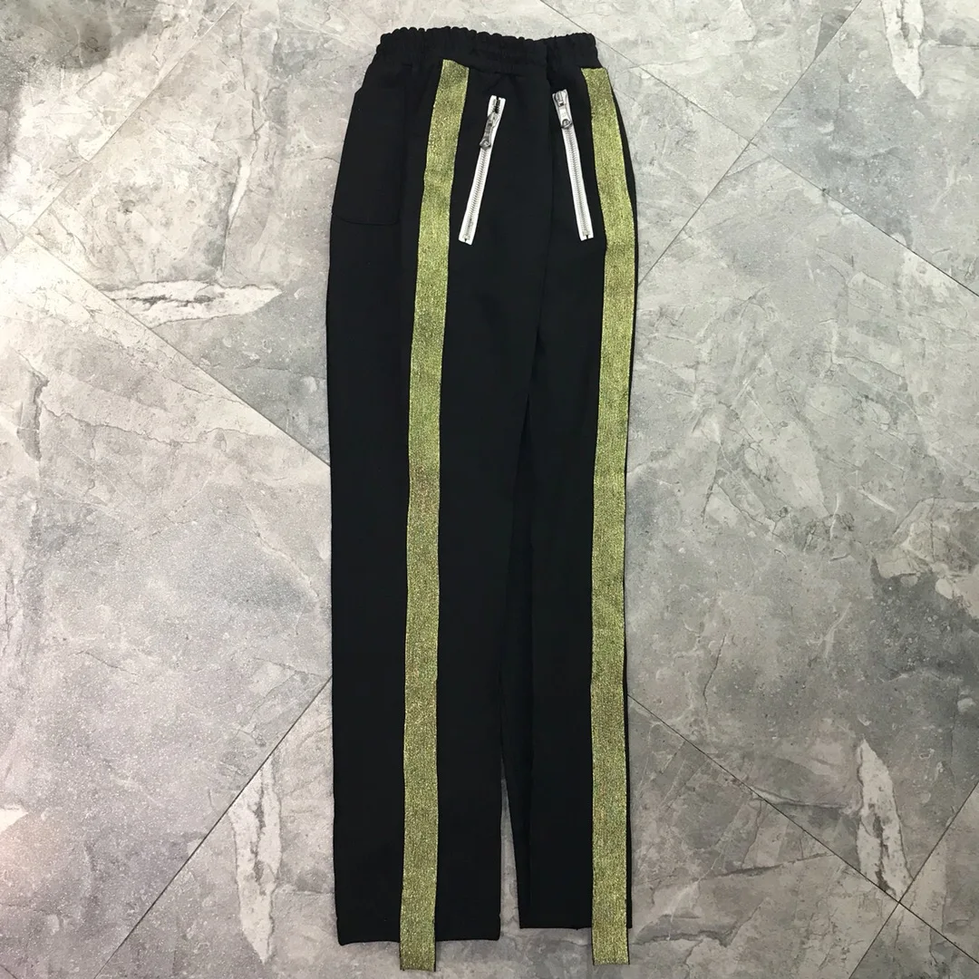 2019fw лучшая версия Rhude боковая Золотая Полоска для женщин и мужчин, штаны для бега в стиле хип-хоп, мужские повседневные спортивные штаны для бега