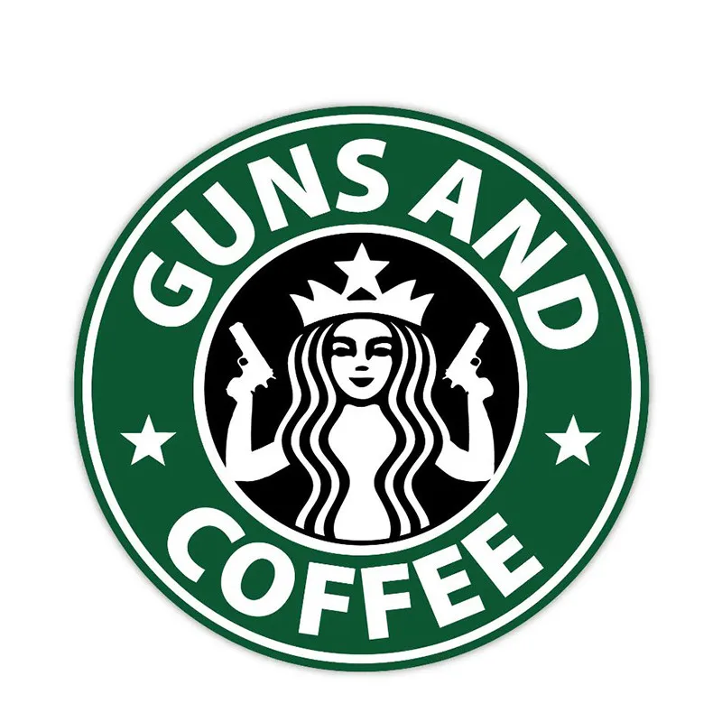 

Creative Guns and Coffee Car Sticker Laptop Motorcycle Car Window Bumper PVC 14cm X 14cm