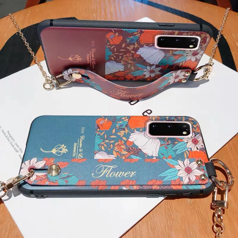 Retro 3D Embossed Crossbody Chain Flower Wrist Strap Case for Samsung S20 Ultra A71 A51 A750 S8 S9 S10 S20 Note 10 9 A50 A70 A40 Retro 3D Embossed Crossbody Chain Flower Wrist Strap Case for Samsung S20 Ultra A71 A51 A750 S8 S9 S10 S20 Note 10 9 A50 A70 A40