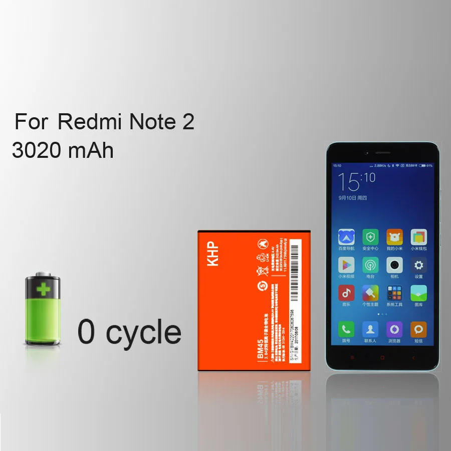 2019 новый 100% KHP оригинальный BM45 аккумулятор для телефона Xiaomi Redmi Note 2 Bateria Hongmi Real 3060mAh