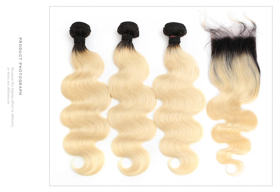 Brazilian Human Hair 2 Tone Dark Root Ombre Blonde Hair