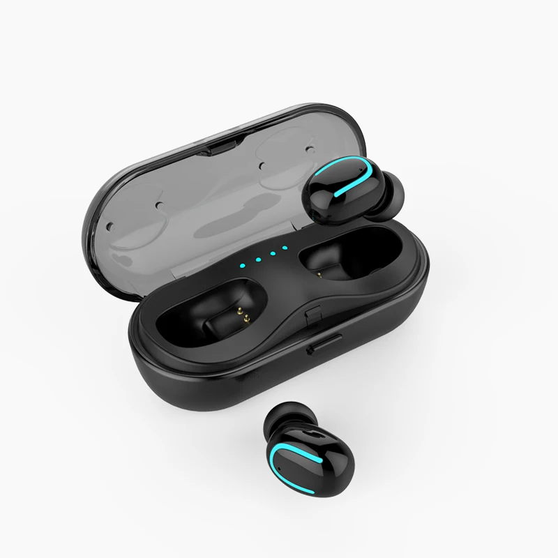 Мини беспроводные Bluetooth 5,0 наушники IPX5 водонепроницаемые наушники-вкладыши True TWS Bluetooth наушники 3D стерео Спортивная беспроводная гарнитура с микрофоном - Цвет: Черный
