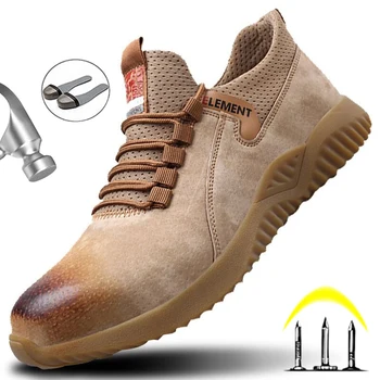 

Yadibeiba Steel Toe Safety Work Shoes Men Anti-Skidding Leather Shoes Protective Work Shoes Lightweight Safety Shoes Toe Boots