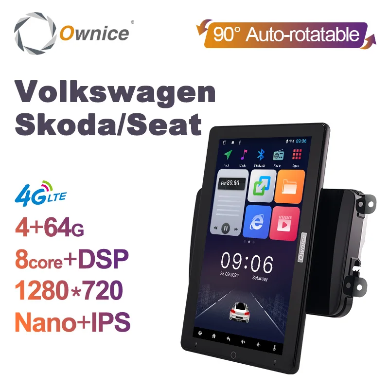Ownice 10 1 &quot1280*720 IPS Nano автомобильный вращающийся Android радиоплеер для VW Golf Polo skoda