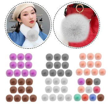 

10pcs 6cm Faux Fur Pom Poms Pompoms with Elastic Loop for Knitting Hats Shoes Scarves Bags Keychains DIY Crafts Accessories