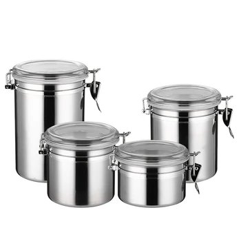 

5 Inches Stainless Steel Sealed Food Storage Containers Airtight Cans Coffee Beans Storage Tank Tea Leaf Container Home Kitchen