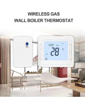 

Myuet RF Wireless Gas Boiler Heating Thermostat LCD Display Water Floor Heating Temperature Controller ME618RHS