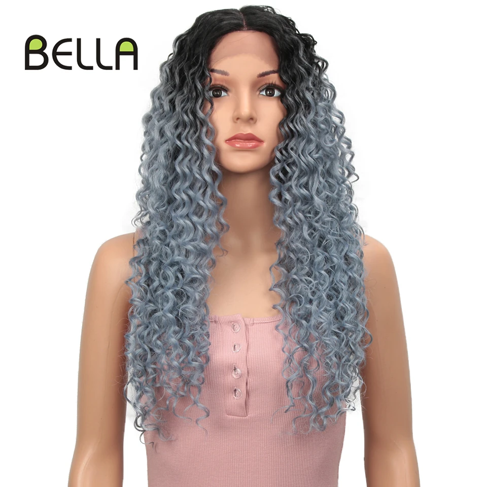 Kinky Curly Heat Resistant Hair Highlight Blue Mixed Brown Women Daily  Synthetic Lace Front Party Wig - Synthetic Wigs(for Black) - AliExpress