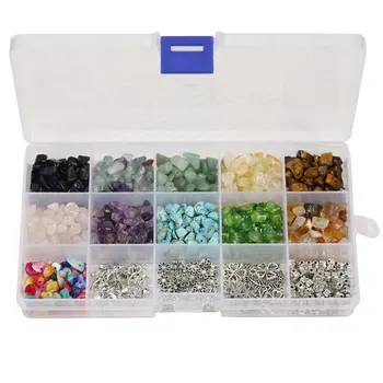 

Julie Wang 1 Box Mixed Irregular Natural Stone Beads Set With Alloy Beads Charms For Bracelet Necklace Jewelry Making Accessory