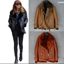 Новинка. Гарантия натуральная кожа моторная куртка, зимняя теплая Женская Шуба из овчины. Уличные меховые куртки из овчины