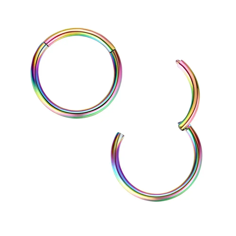 Rainbow 20 г 18 г 16 г 14 г 316l хирургическая сталь Спираль Daith Tragus Пирсинг ювелирные изделия для тела шарнирный сегмент нос кольцо обруч губы кольца серьги - Окраска металла: Rainbow