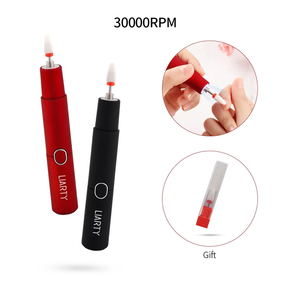 

Liarty Strong Nail Polisher 30000 RPM USB Chargable Electric Nail Drill Machine Pen LED Light Nail Art Tools Cuticle Remover