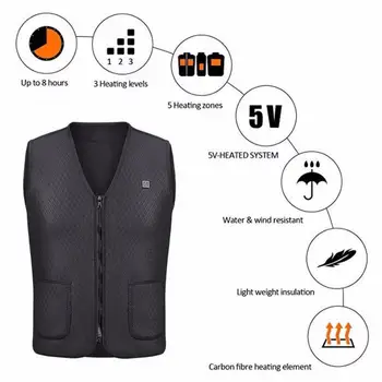 

USB Heating Vest Coat Clothing Skiing Hiking Vests Winter Warm Up Heating Pad Body Winter Warmer Electric USB Vest Heated 2020