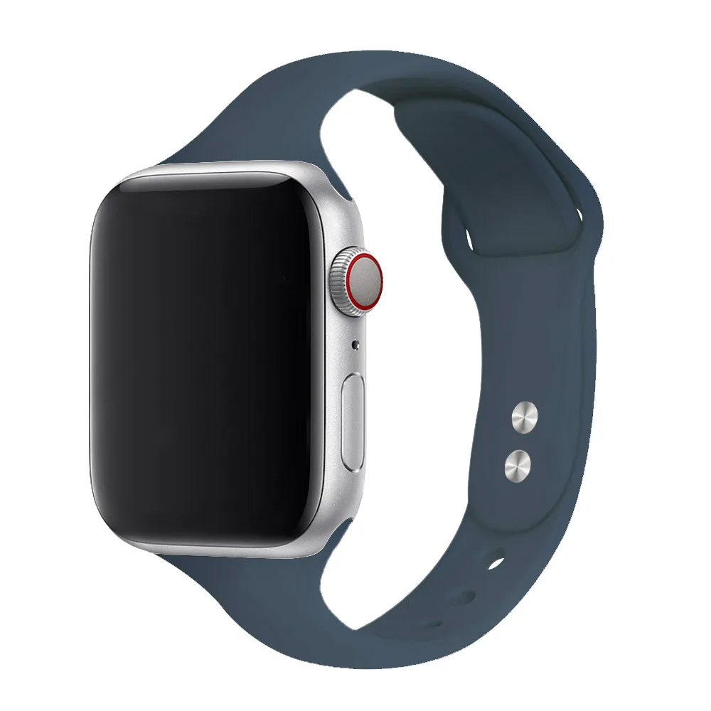 dark olive 5 Тонкий ремешок для apple watch 38 мм 40 мм iwatch 5 4 3 band 44 мм 42 мм correa Узкий Тонкий силиконовый браслет apple watch 5 band 4 - Цвет ремешка: dark olive 5