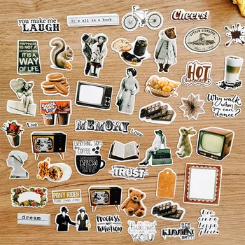 

47PCS/bag Junk journal Vintage objects Sulfuric acid paper sticker DIY scrapbooking album diary happy planner decorative sticker