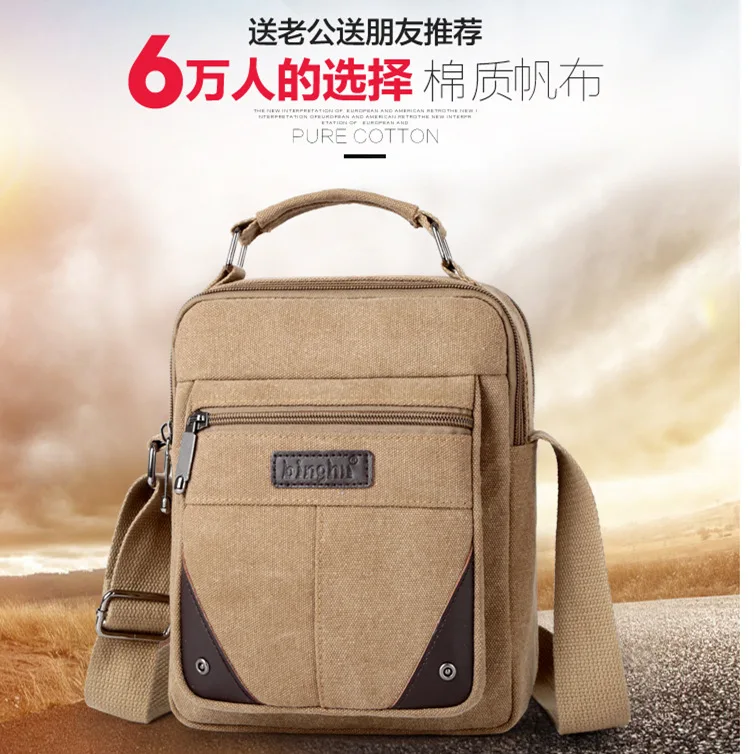 

Canvas Handbag New Style Multilayer Single-shoulder Canvas Bag Large Capacity MEN Business Hand Shoulder Bag