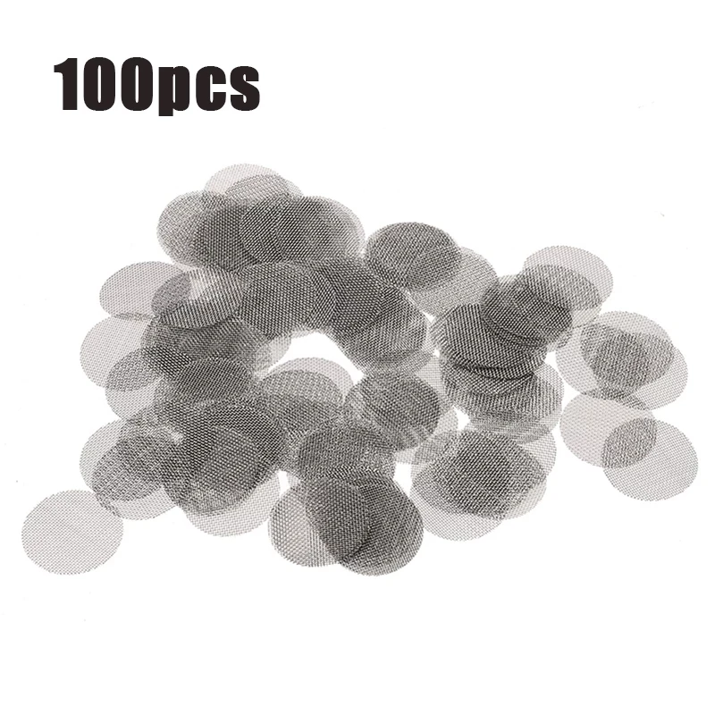 100pcs 16/20mm Stainless Steel Smoking Pipe Filter Silver Screens