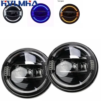 

New 7 inch LED Headlight DRL Blue/Amber/White Halo Angle Eyes Led Headlamp Headlights 12v For Jeep Wrangler TJ JK LJ unlimited