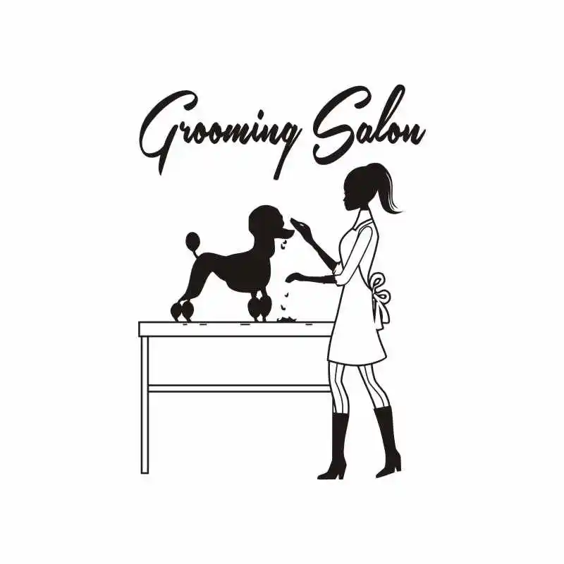 DCTAL Dog Grooming Salon Pet Shop Sticker Decal Posters Vinyl Wall Art Decals Parede Decor Mural Pet Shop Sticker