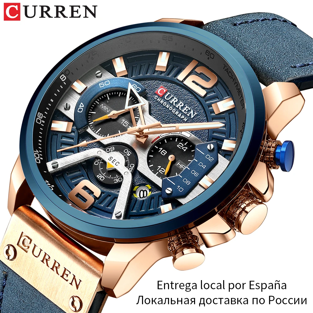 Online Mens orologio da polso CURREN 2019 Top Brand Di Lusso di Sport Della Vigilanza Degli Uomini di Orologi In Pelle di Moda con il Calendario per Gli Uomini Maschio Nero Orologio