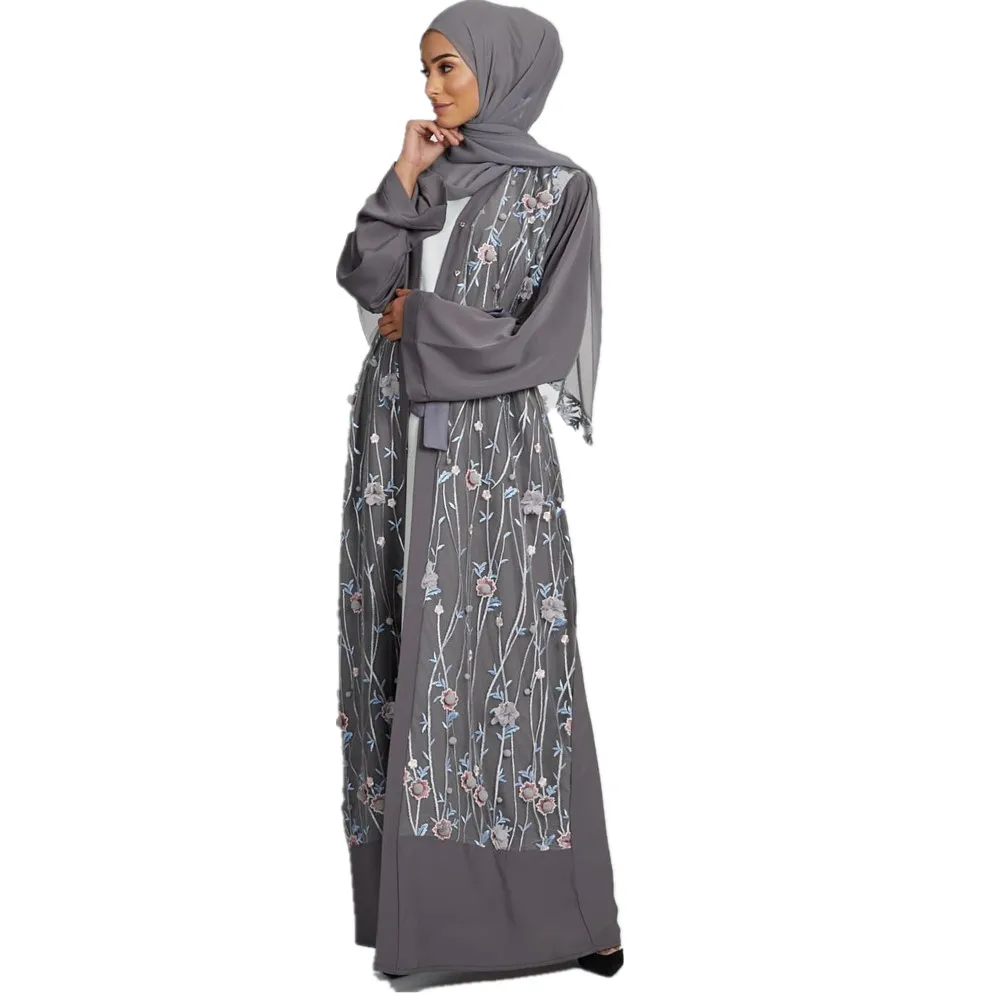 

Fashion Ramadan embroidery Kimono Abaya Hijab Muslim Dress female Caftan Turkish Islamic Kaftan Robe Musulman Abayas Islam F1313